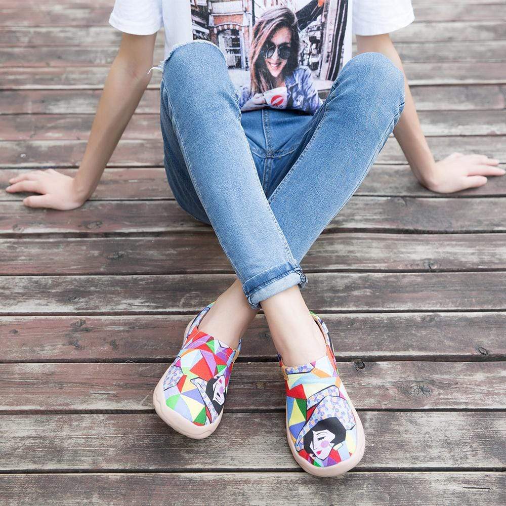 UIN Women Rainbow Girl Colorful Shoes for Lady Canvas loafers