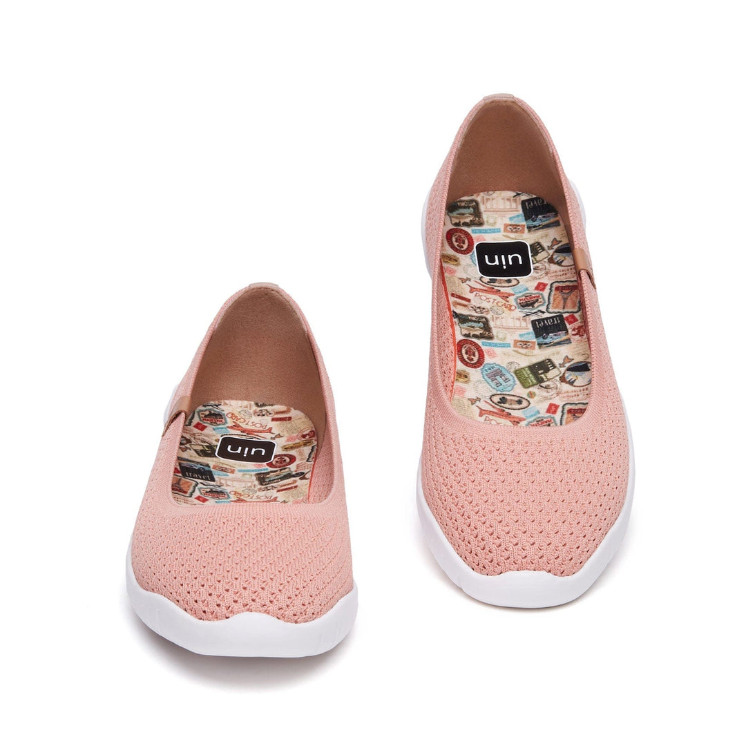 UIN Women Rosy Pink Knitted Minorca III Women Canvas loafers