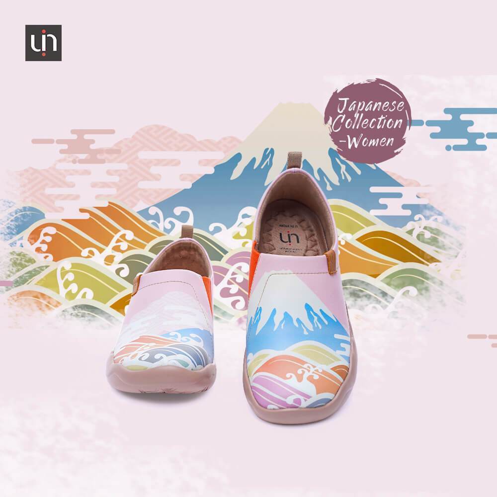 UIN Women -Spring in Mount Fuji- Women Art Painted Flat Shoes Canvas loafers