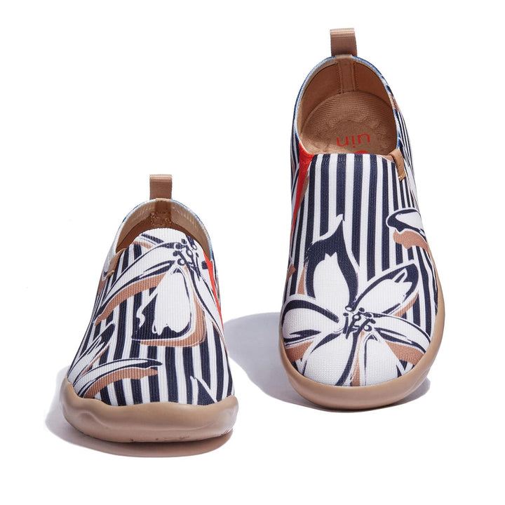 UIN Women Striped Flowers Toledo I Women Canvas loafers