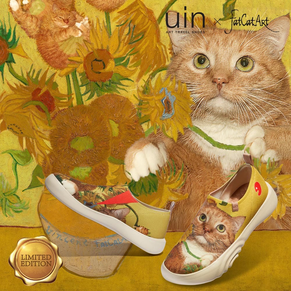 UIN Women Sunflowers and Cat 4 Toledo XV Women Canvas loafers