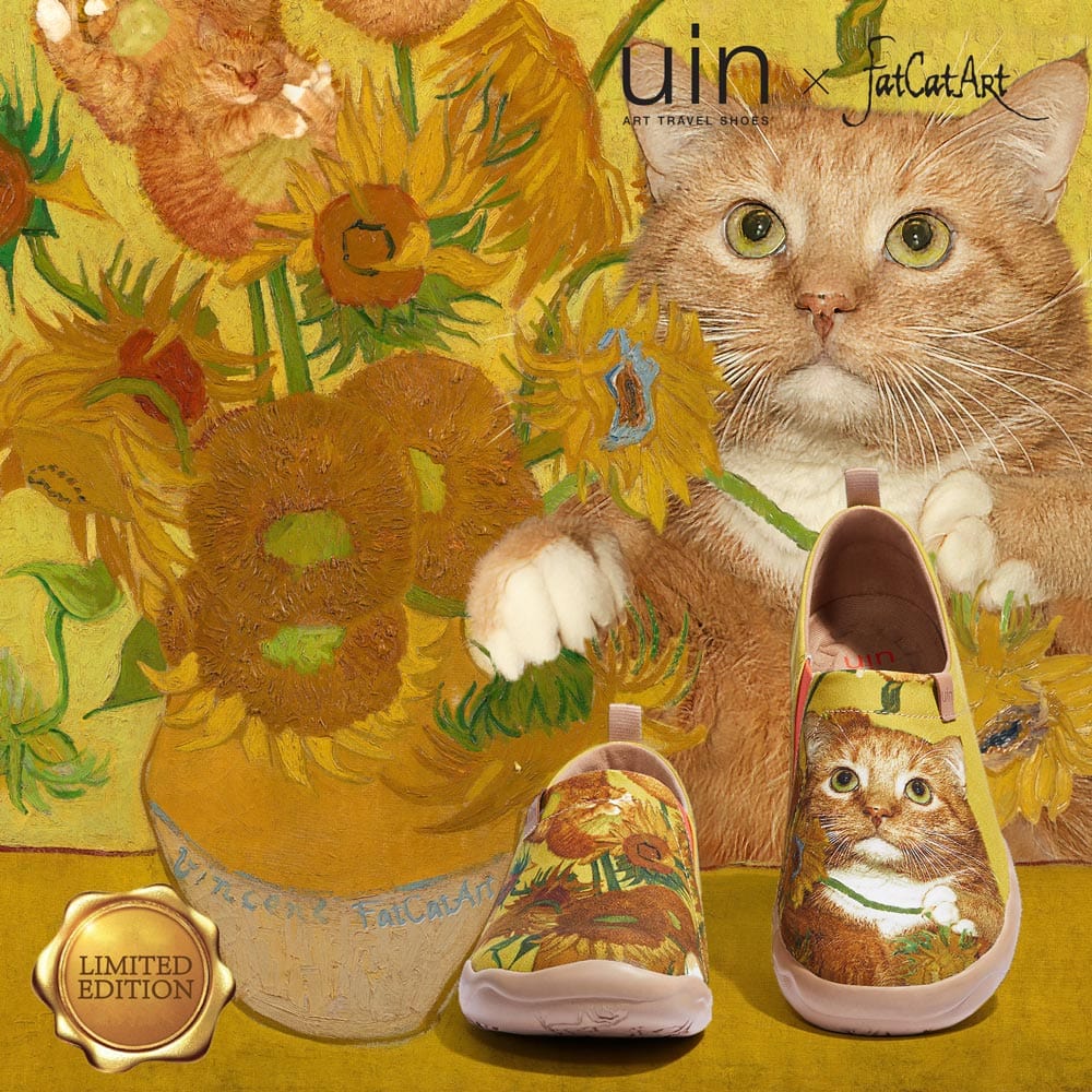 UIN Women Sunflowers and Cat Toledo I Women Canvas loafers