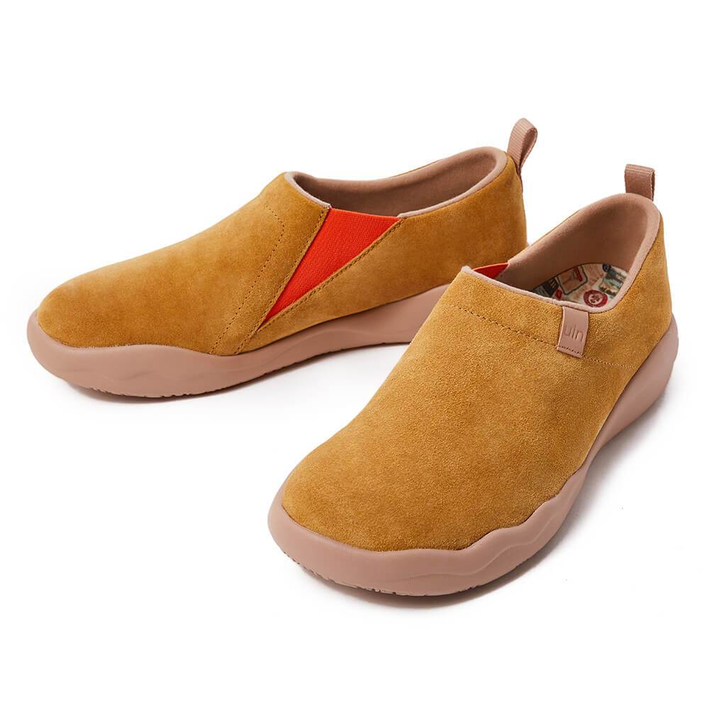 UIN Footwear Women Toledo II Khaki Cow Suede Canvas loafers