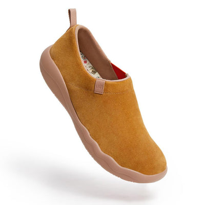 UIN Footwear Women Toledo II Khaki Cow Suede Canvas loafers