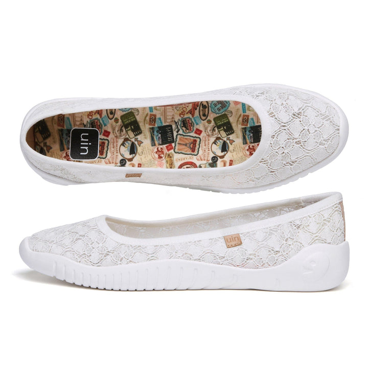 UIN Women White Lace Minorca III Women Canvas loafers